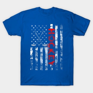Hockey Usa Flag Patriotic T-Shirt